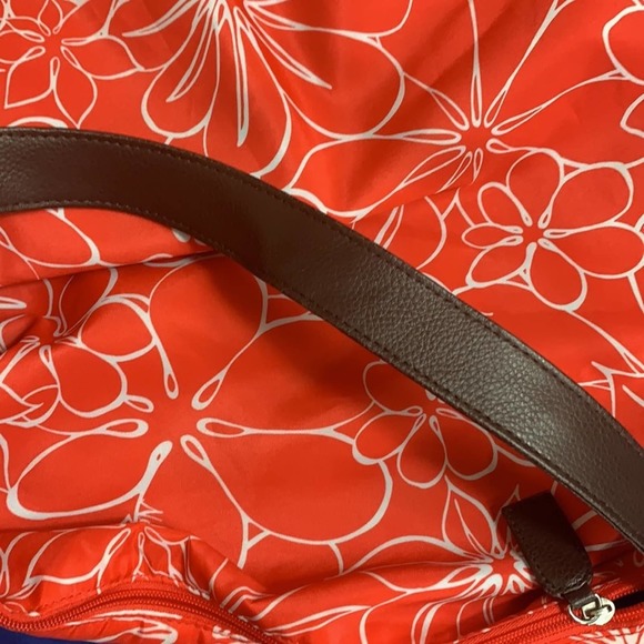 NEIMAN MARCUS 19x16.5 PINK WHITE FLORAL TROPICAL ZIPPER HOBO SHOULDER TOTE BAG - Picture 7 of 9